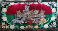Vintage Bulgarian plush wall carpet with kittens from 1974, with original label