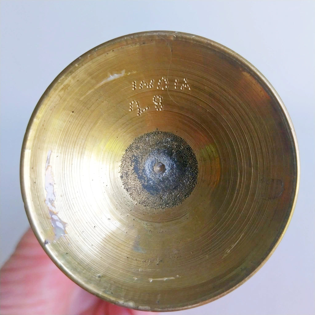 Vintage brass Indian vase, Hand engraved and hand painted brass vase