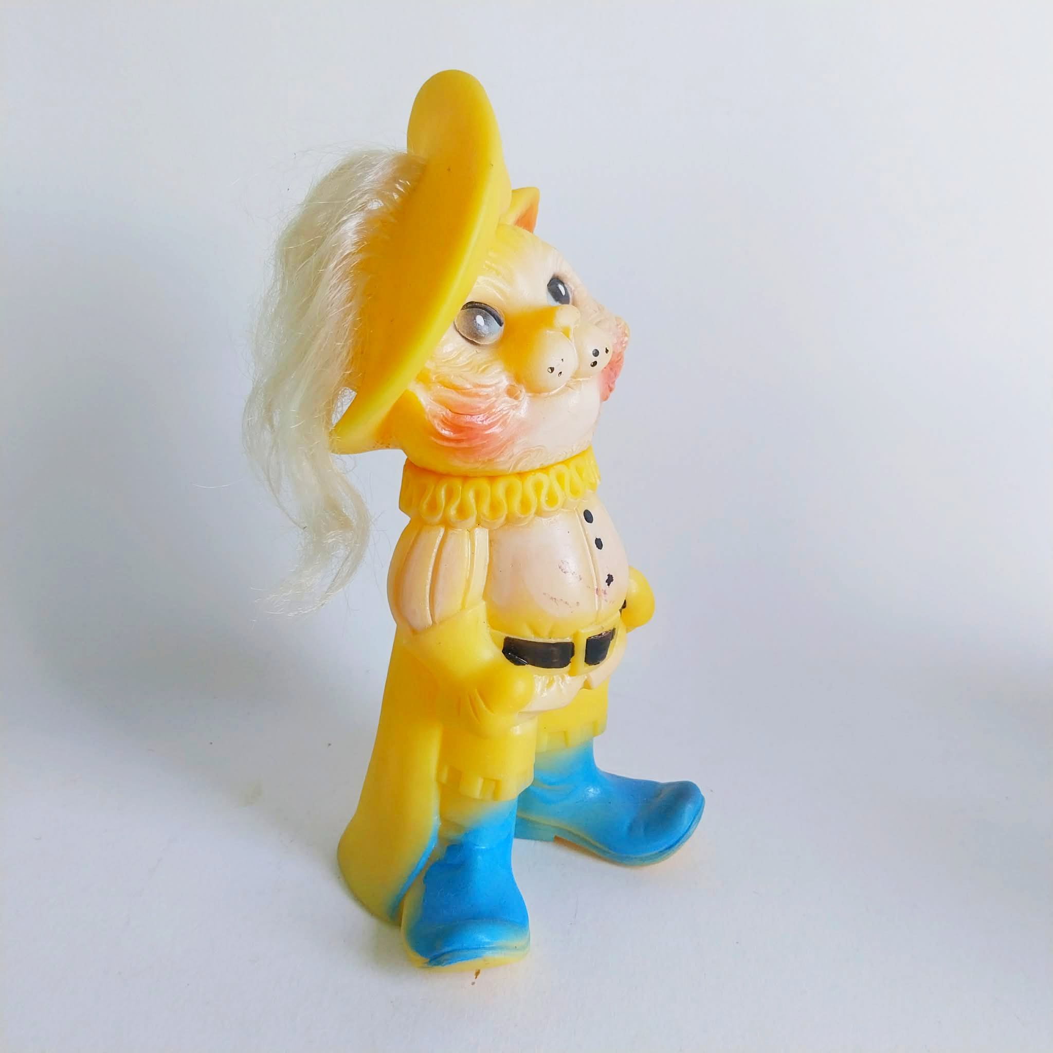 Vintage Rubber Toy Puss in Boots from the USSR, 1980s