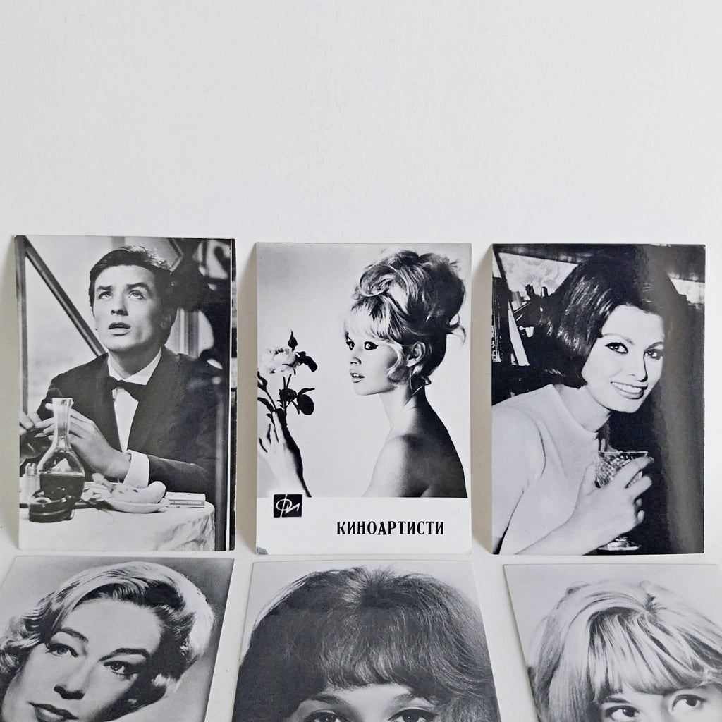 Vintage European Film Stars Photo Cards – Set of 12 Black & White