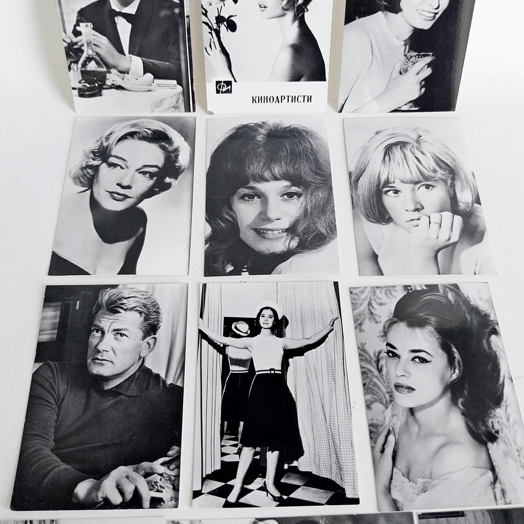Vintage European Film Stars Photo Cards – Set of 12 Black & White