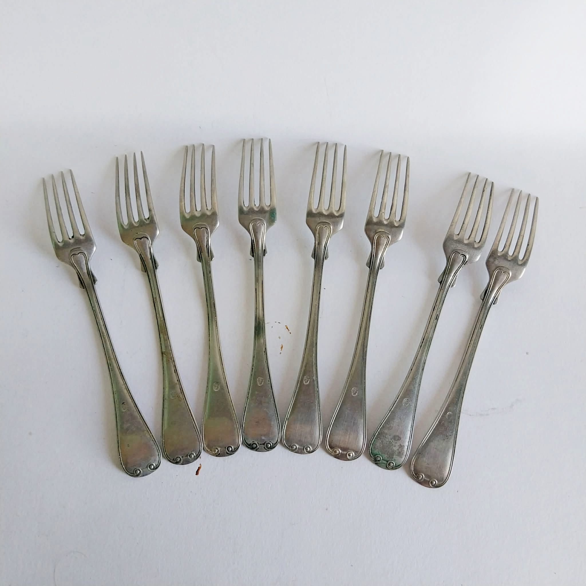 Vintage ALPACCA Silver-Plated Dinner Forks – Set of 8 with Floral Engraving