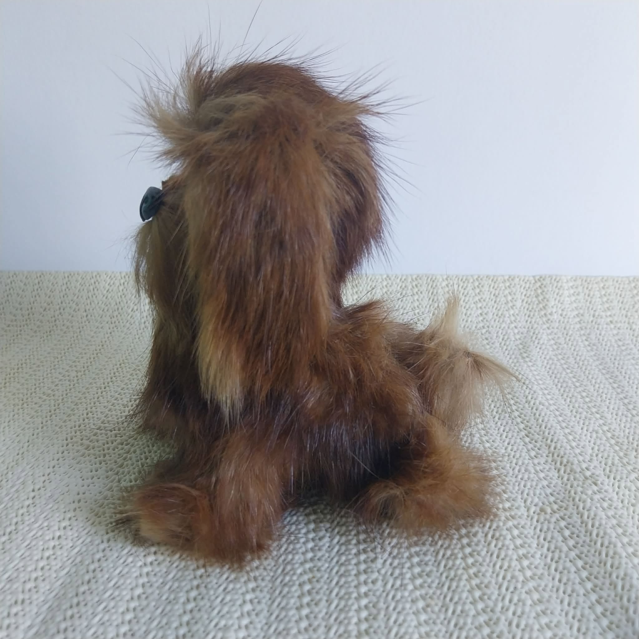 Vintage Fur Dog Figurine – Realistic Fluffy Puppy Collectible