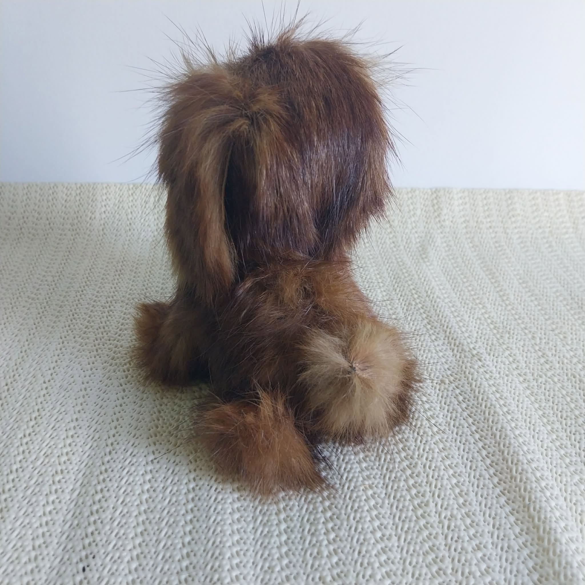 Vintage Fur Dog Figurine – Realistic Fluffy Puppy Collectible