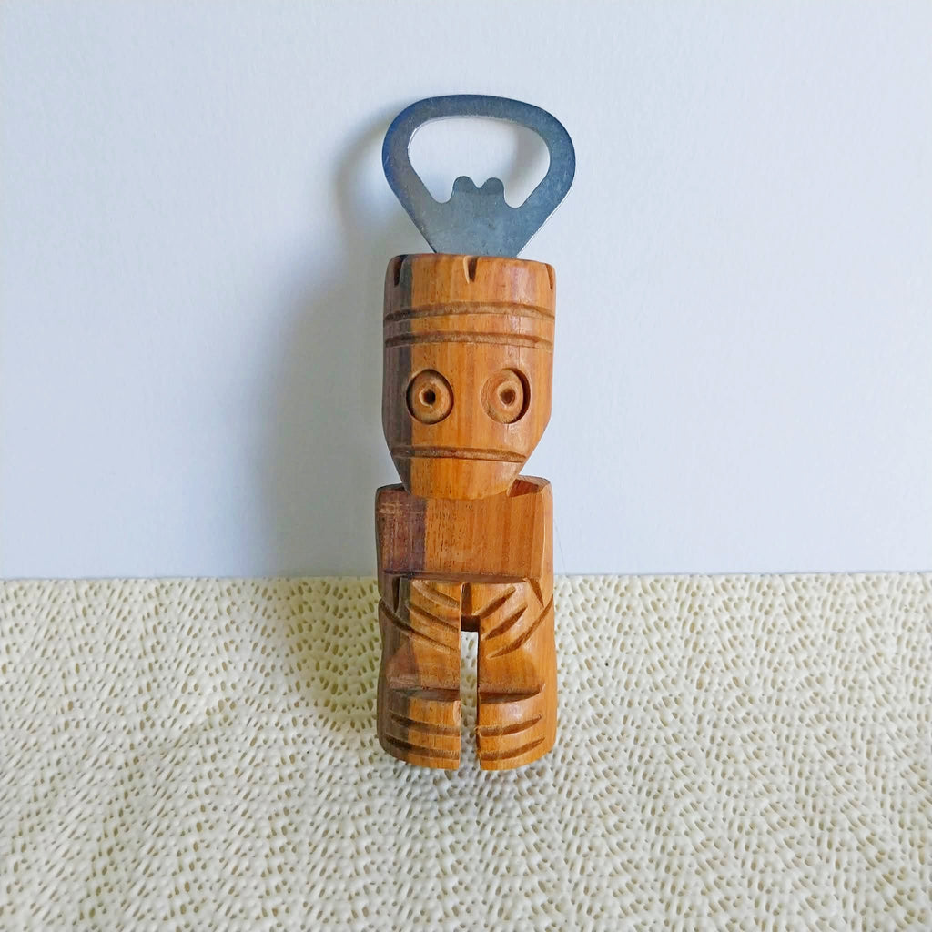 Vintage Wooden Tiki Bottle Opener
