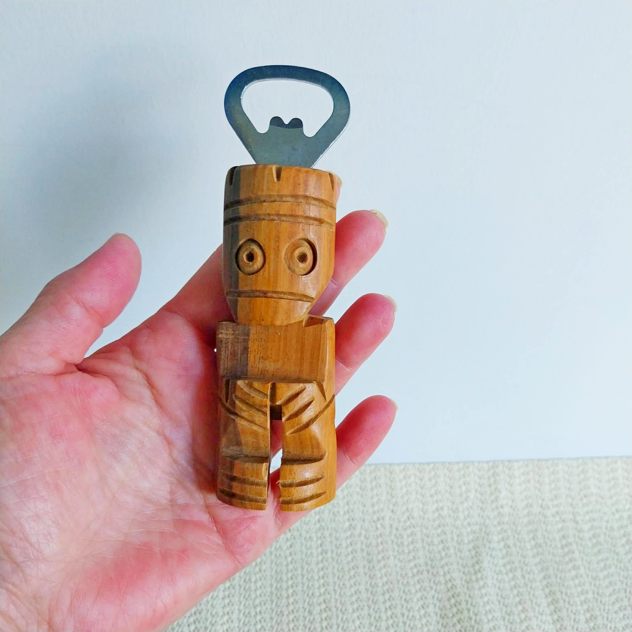 Vintage Wooden Tiki Bottle Opener