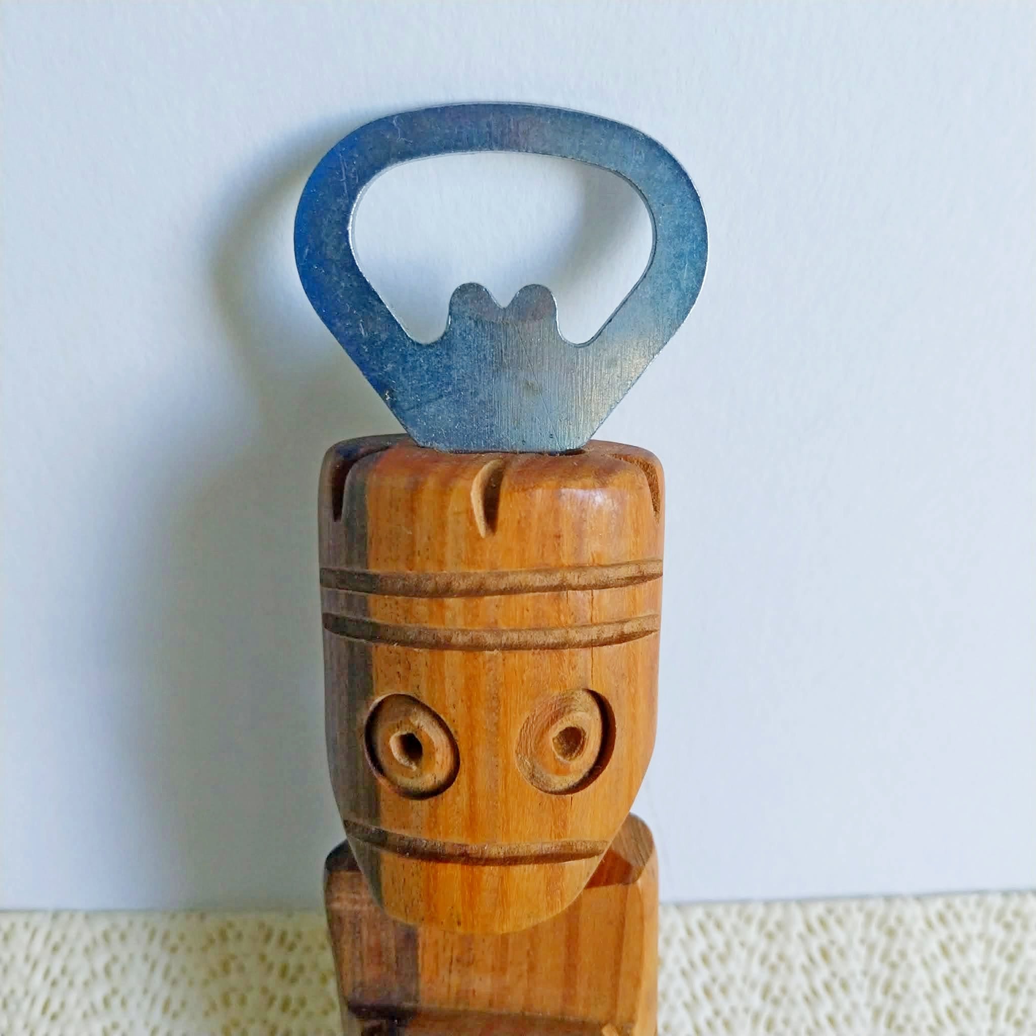 Vintage Wooden Tiki Bottle Opener