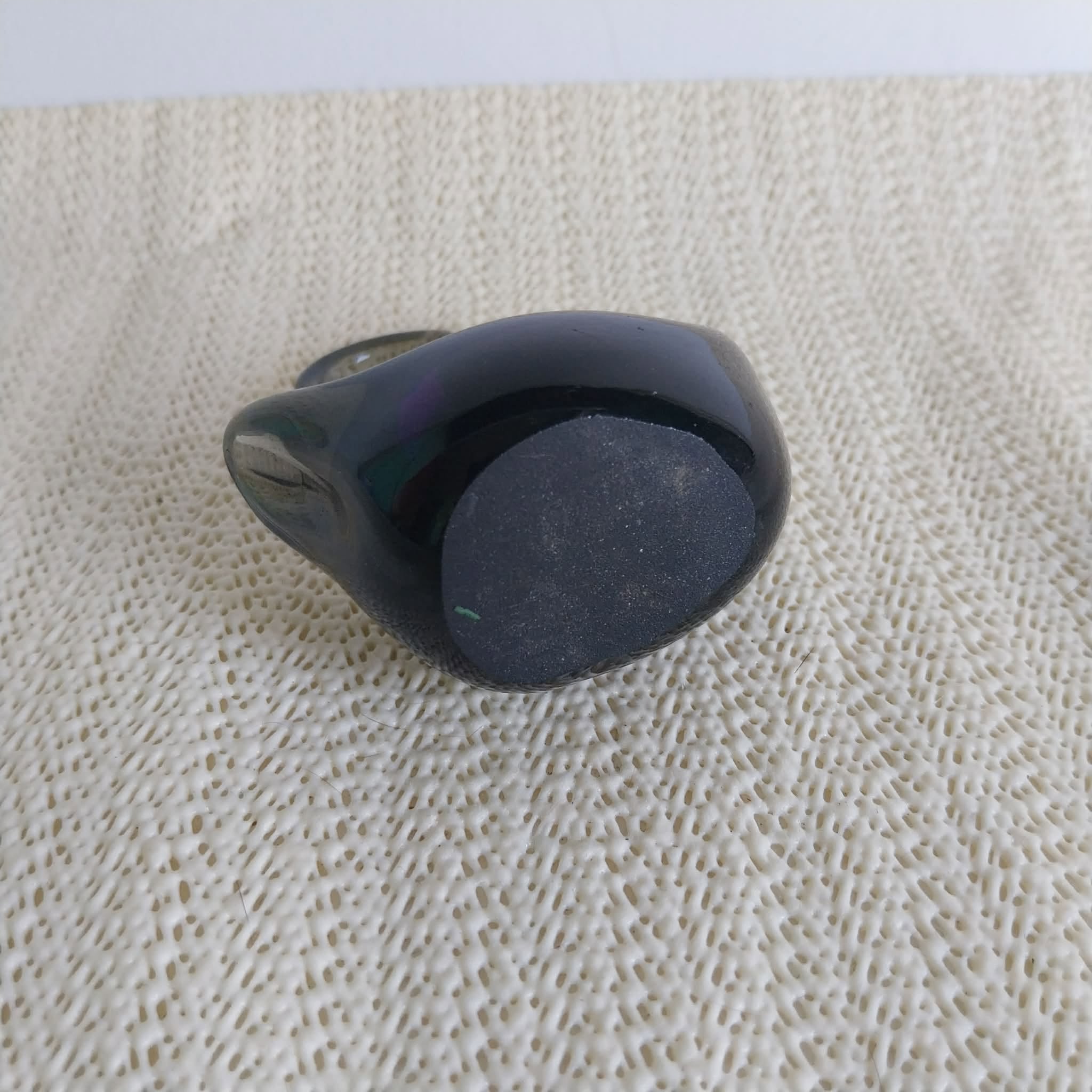 Vintage Black Art Glass Swan Figurine