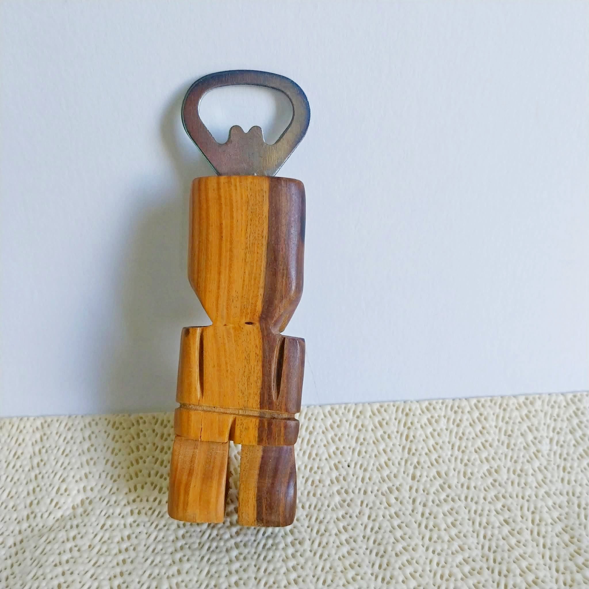 Vintage Wooden Tiki Bottle Opener