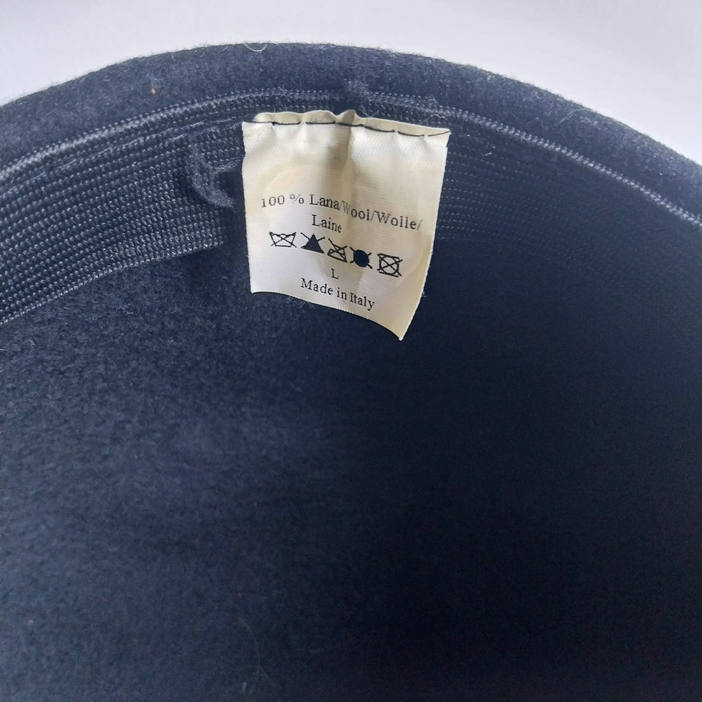 Vintage Italian Wool Flat Cap — Black, Size L