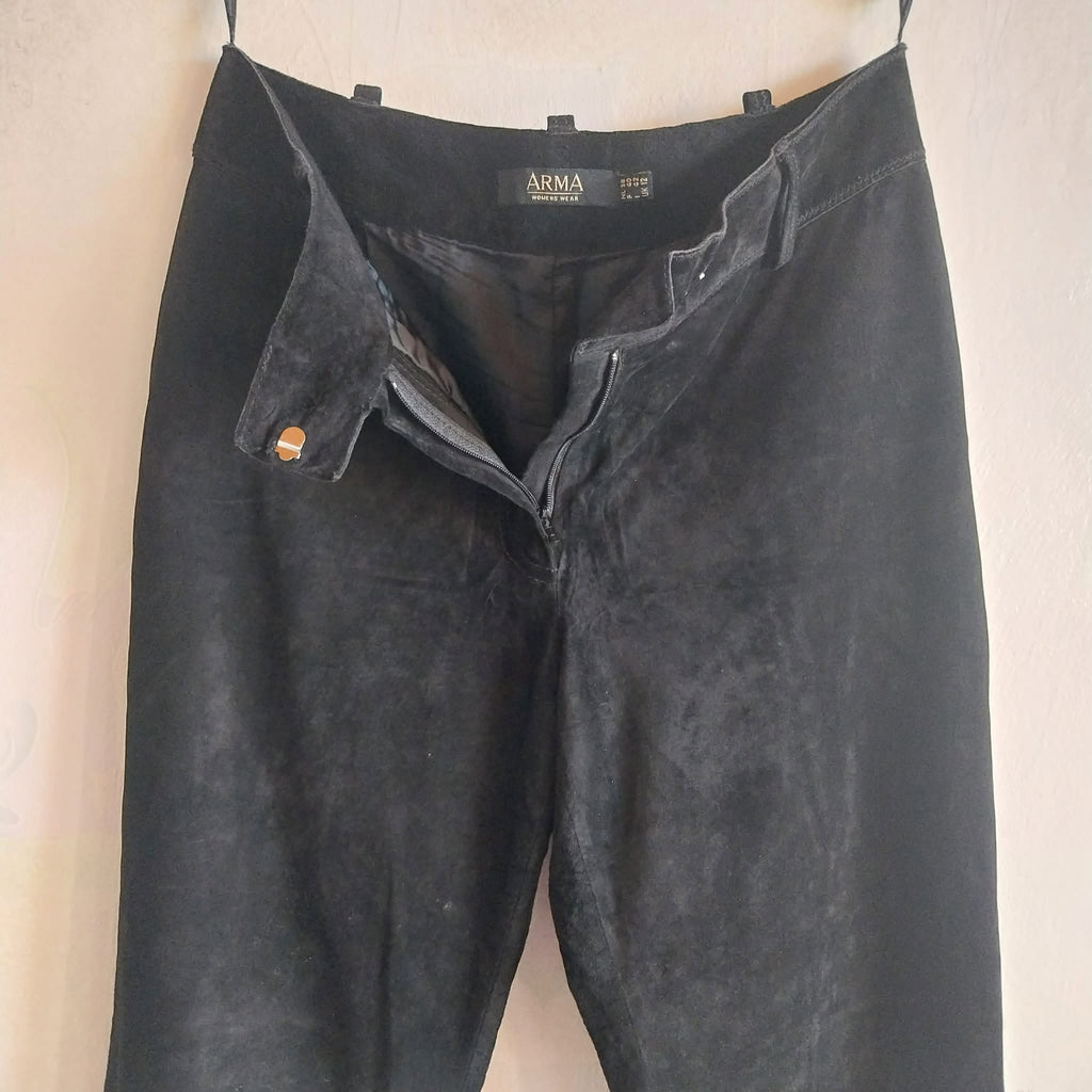 ARMA Women's Black Suede Leather Trousers – Size L