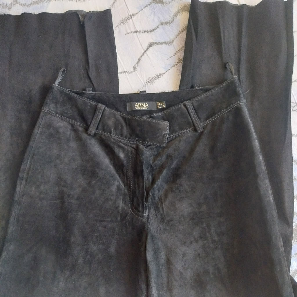 ARMA Women's Black Suede Leather Trousers – Size L