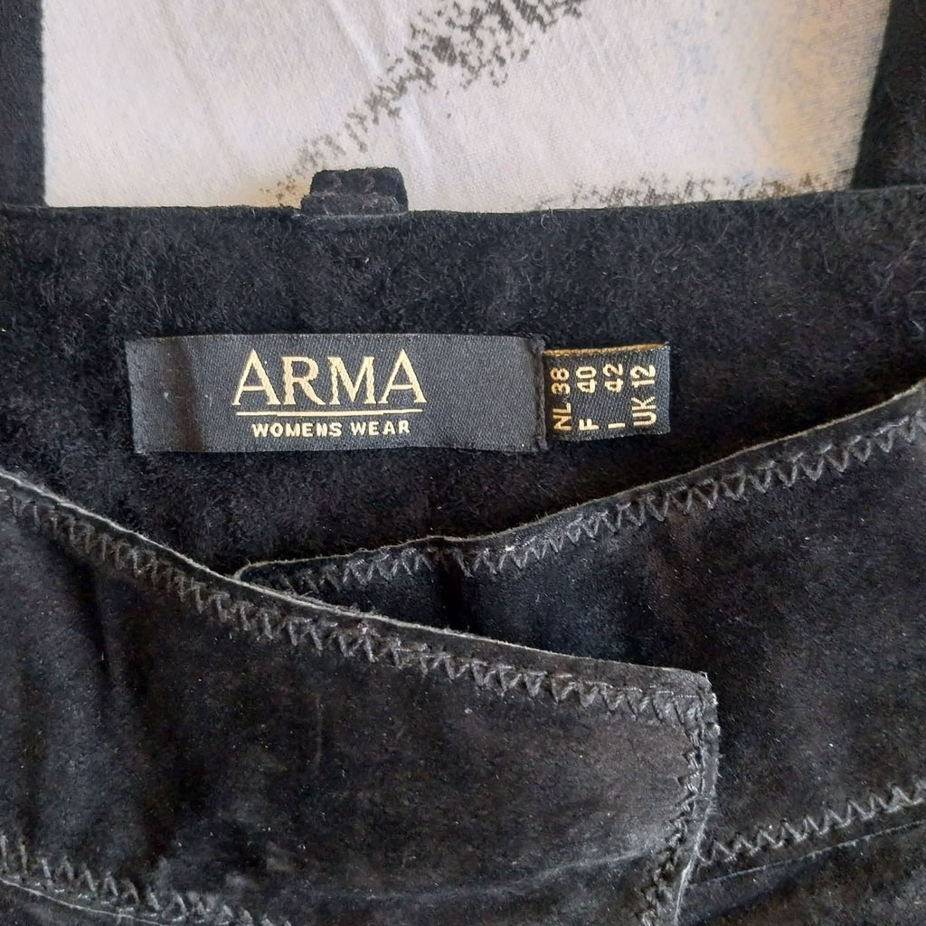 ARMA Women's Black Suede Leather Trousers – Size L