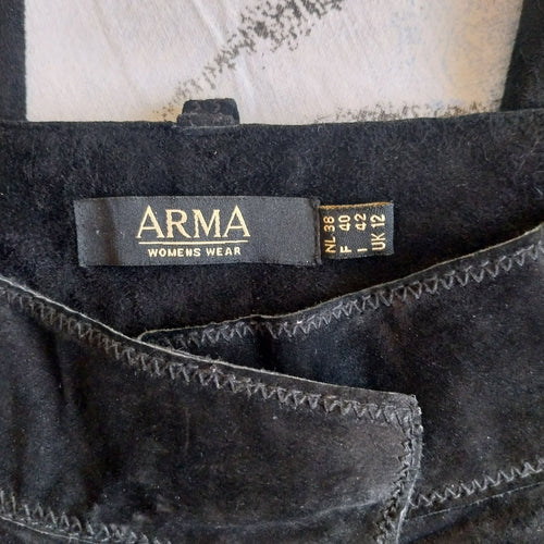 ARMA Women's Black Suede Leather Trousers – Size L