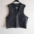 Vintage men's black leather vest Rocky front view