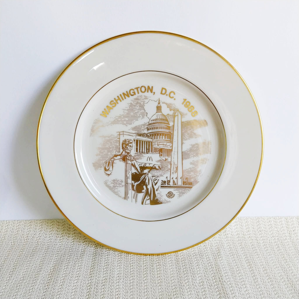 Vintage Washington D.C. 1988 Souvenir Plate – Gold Rim Porcelain