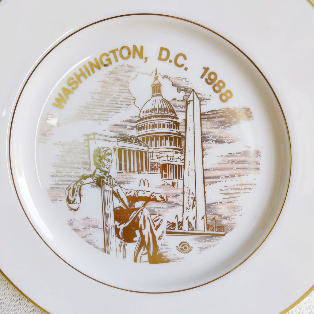 Vintage Washington D.C. 1988 Souvenir Plate – Gold Rim Porcelain