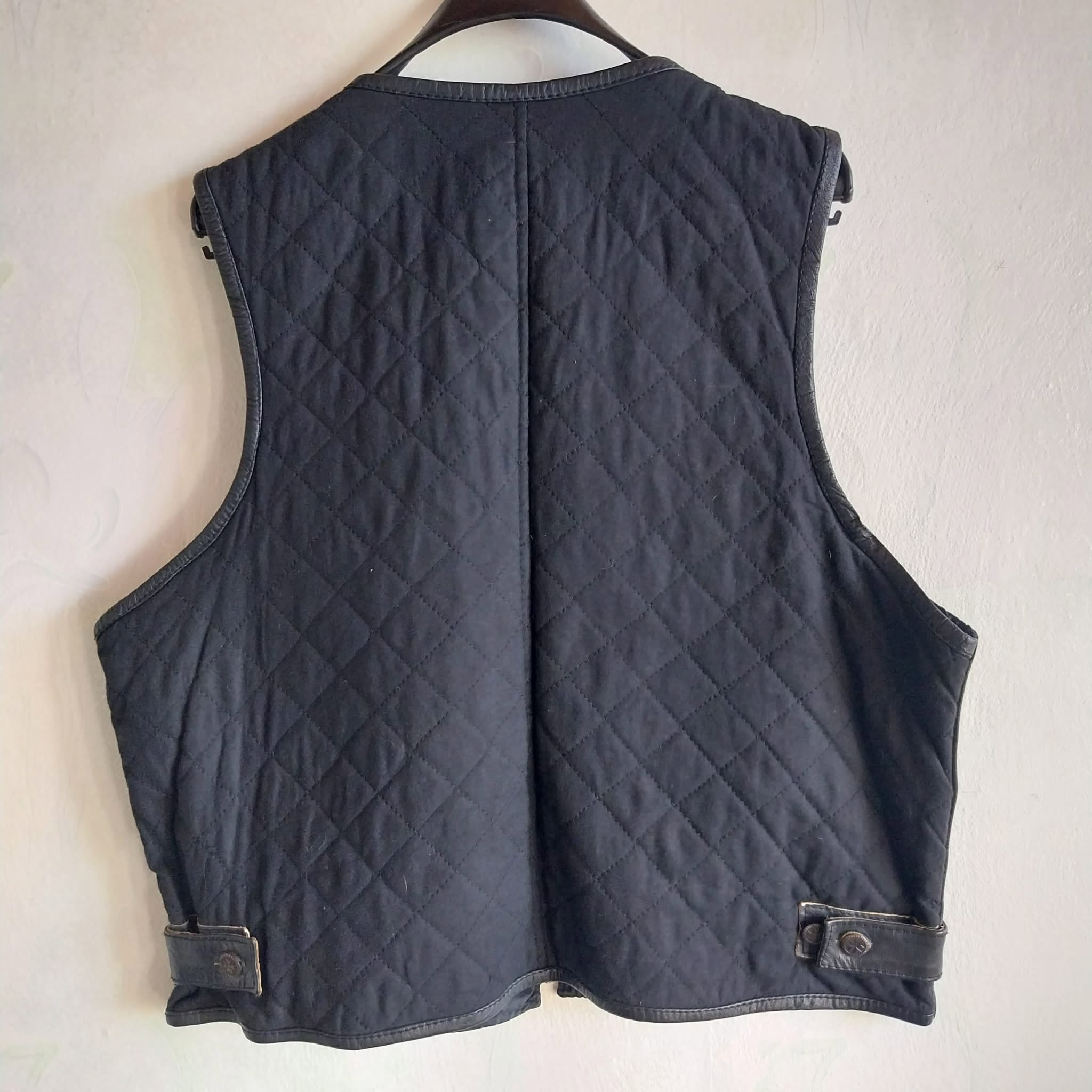 Vintage leather vest quilted cotton back