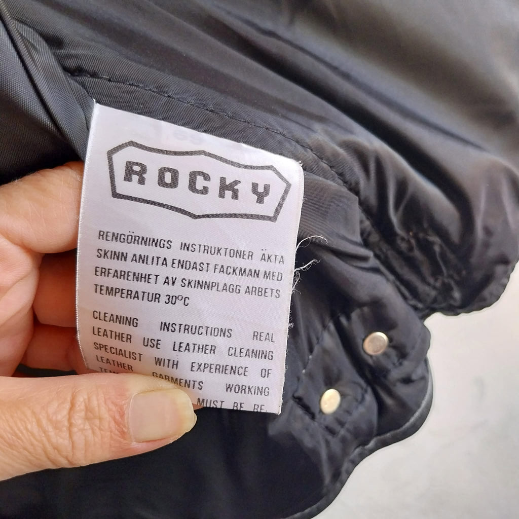 Vintage Men's Black Leather Vest | Rocky Authentic Basics | Size L | 1990s