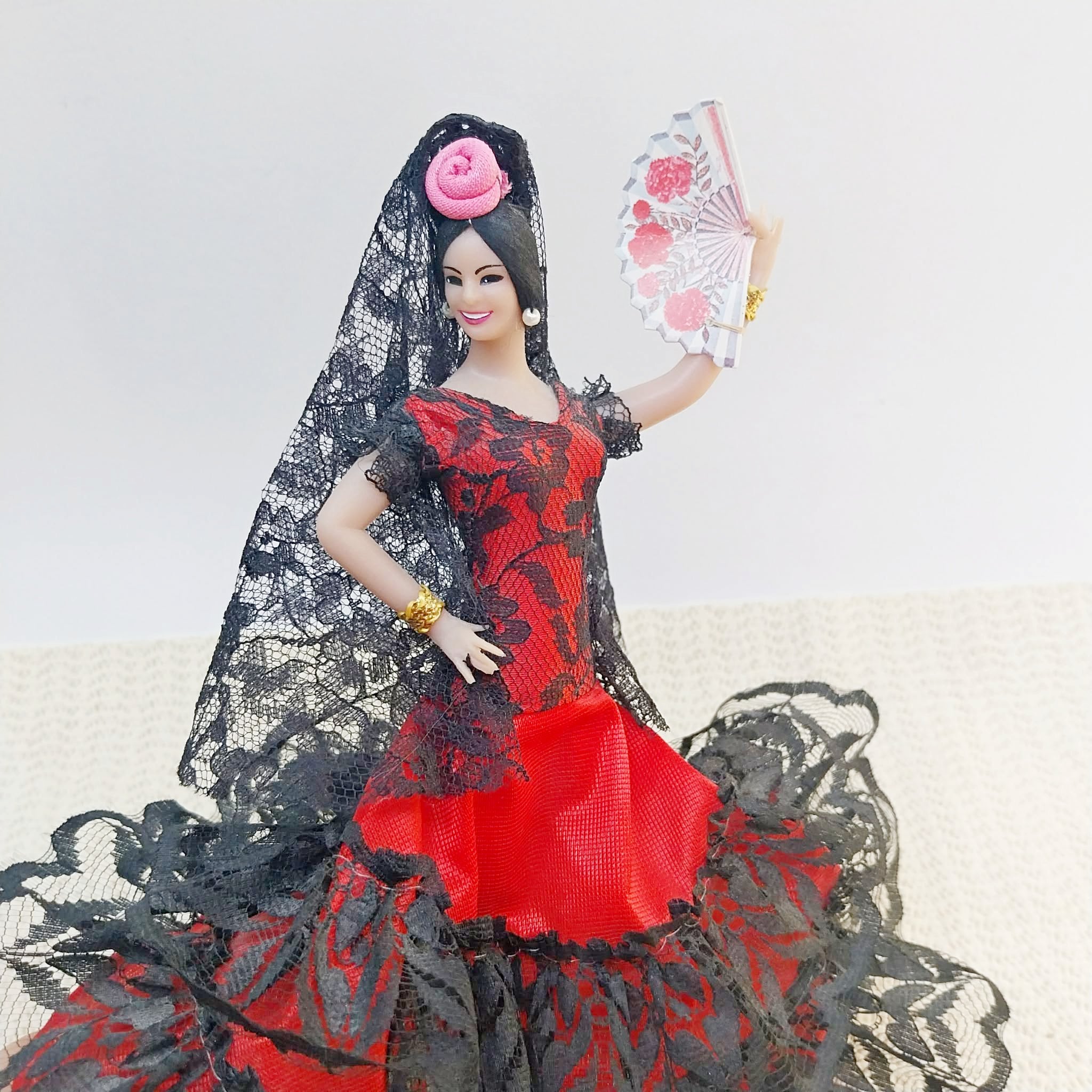 Vintage Flamenco Dancer Doll — Red & Black