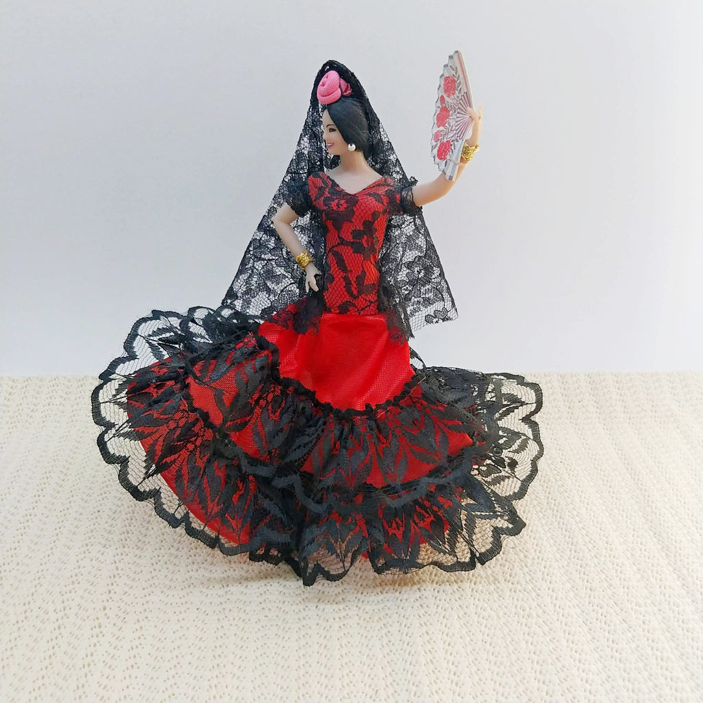 Vintage Flamenco Dancer Doll — Red & Black