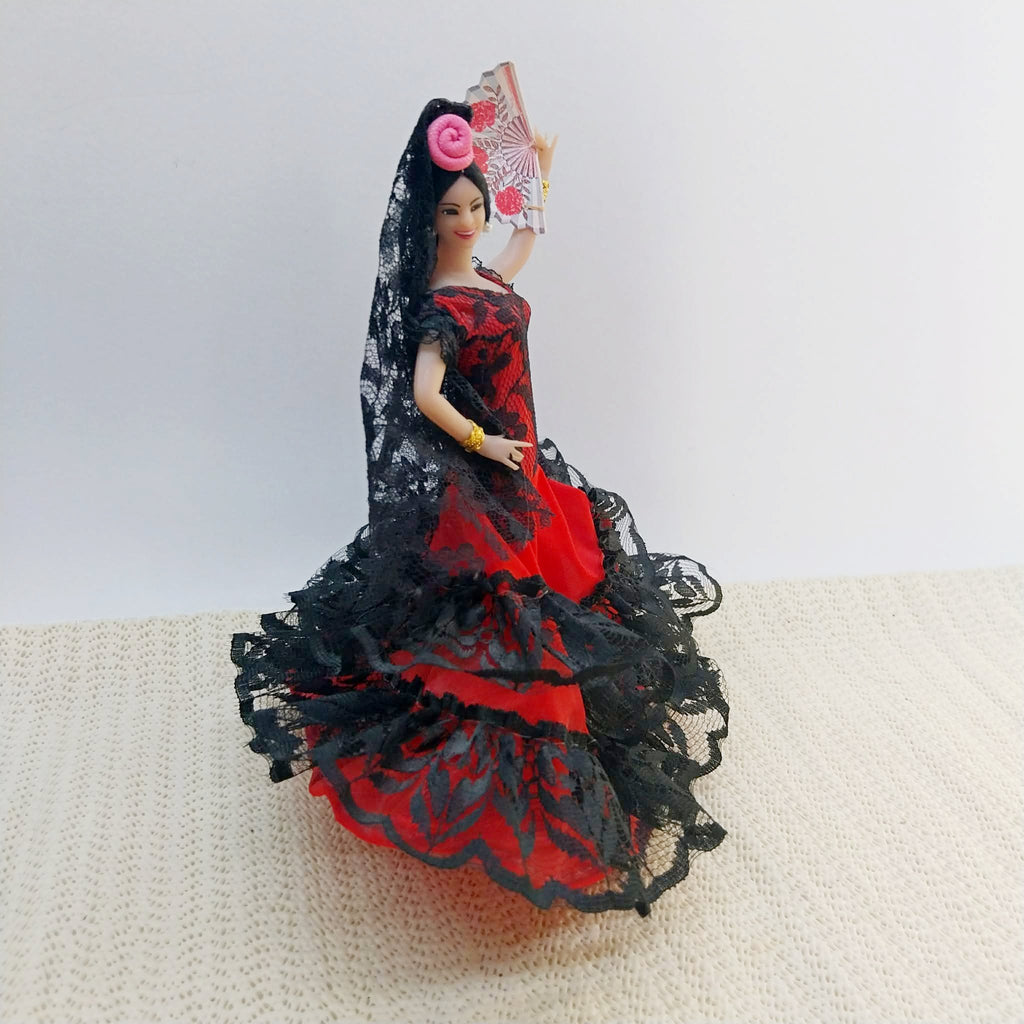 Vintage Flamenco Dancer Doll — Red & Black