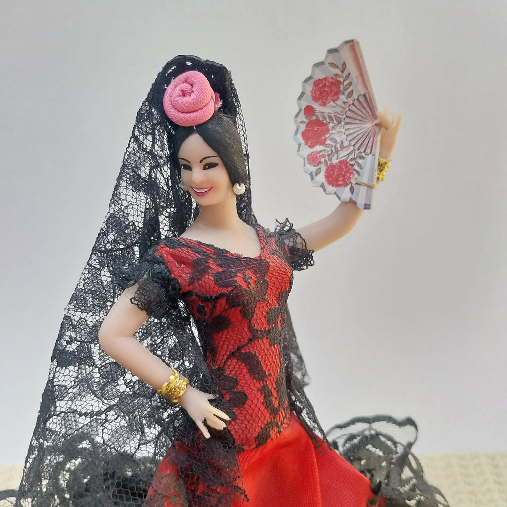 Vintage Flamenco Dancer Doll — Red & Black