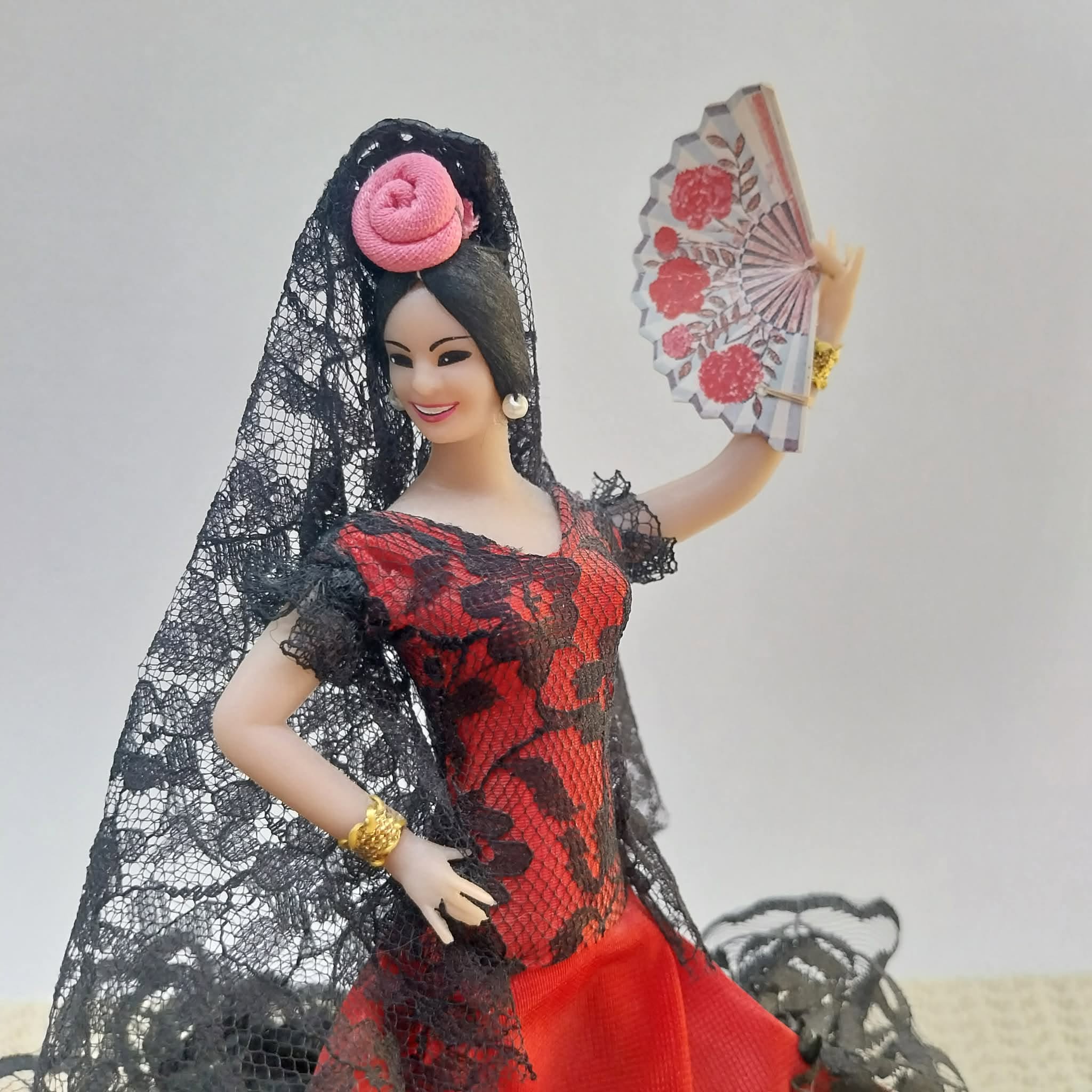 Vintage Flamenco Dancer Doll — Red & Black