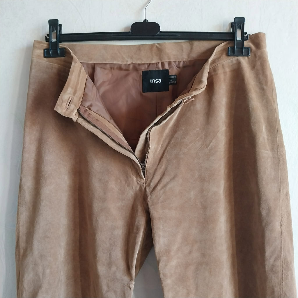 Dirndl Capri Pants, Women's Suede Pants, Camel Brown Capri Pants