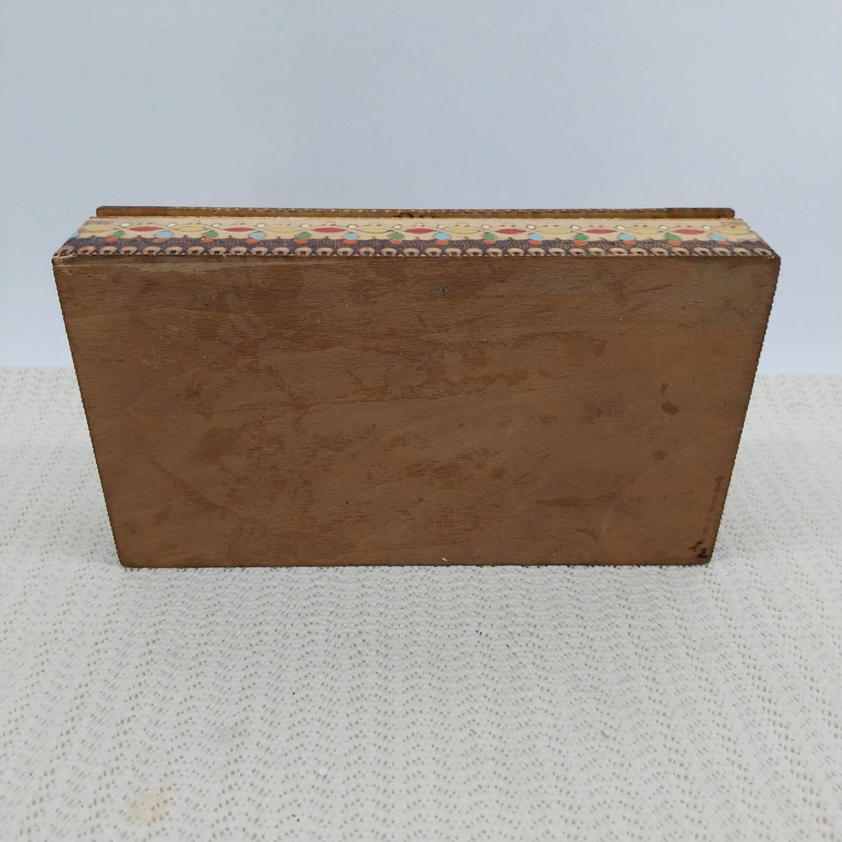 Wooden Cigarette Box with Pyrography — Bulgaria, 1970s