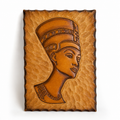 Vintage Leather Wall Plaque — Queen Nefertiti, Hand-Carved Relief