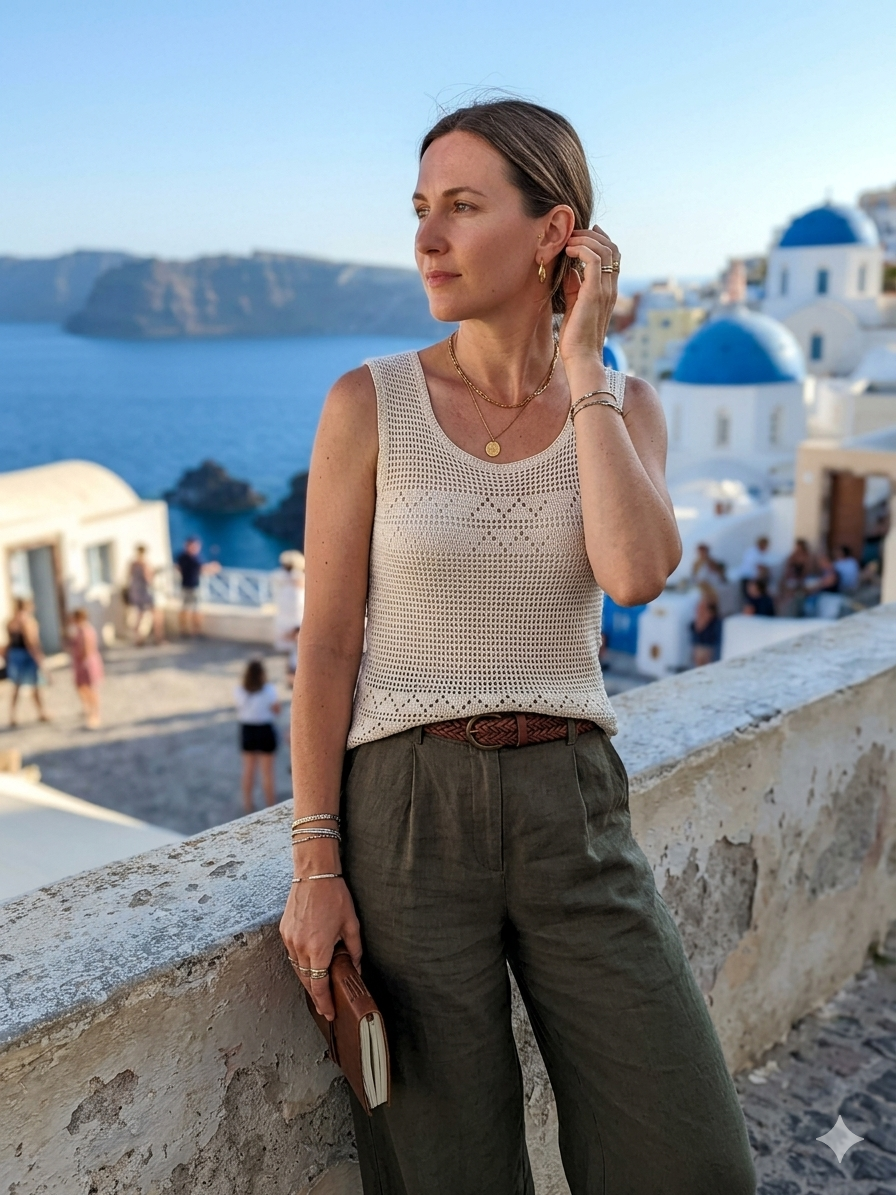 Vintage Crochet Tank Top — Cream, Handmade