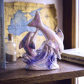 80s Vintage porcelain dolphin figurine with gloss finish