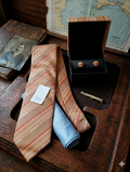 Elegant men's silk tie and cufflinks set by the Italian brand dei condotti, in original box