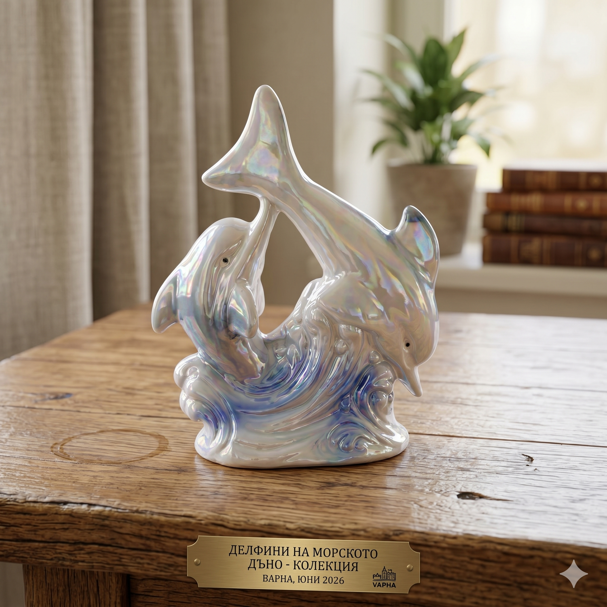 80s Vintage porcelain dolphin figurine with gloss finish