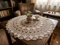 Beautiful, round tablecloth, Hand crocheted Tablecloth