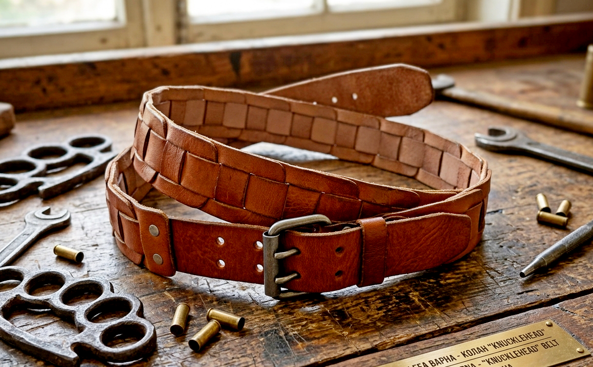 Vintage Knucklehead Braided Leather Belt