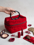 Vintage Red Velvet Box Bag – Retro Cosmetic Bag