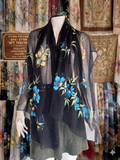 Vintage Hand-Painted Airy Scarf with Floral Design