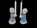 Vintage Porcelain Candle Holder Figurines Set of 2 — with Candles, NOS