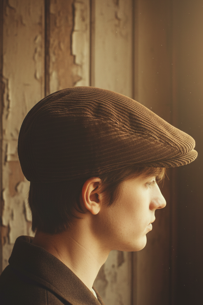 Vintage Men's wool and cashmere cap, from Poland, size 55, brown color