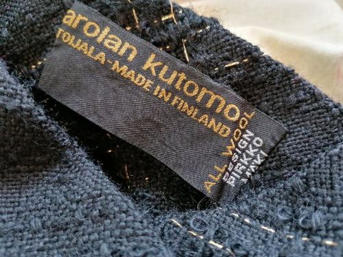 Arolan Kutomo Vintage Finnish Wool Poncho — Black with Gold Thread