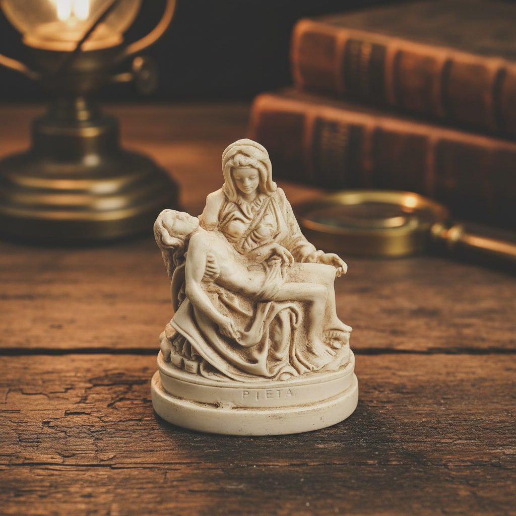 Miniature Italian resin replica of Michelangelo's Pietà figurine