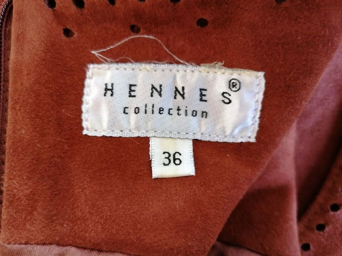 Vintage Real Suede Dress – Brown with Laser-Cut Hem
