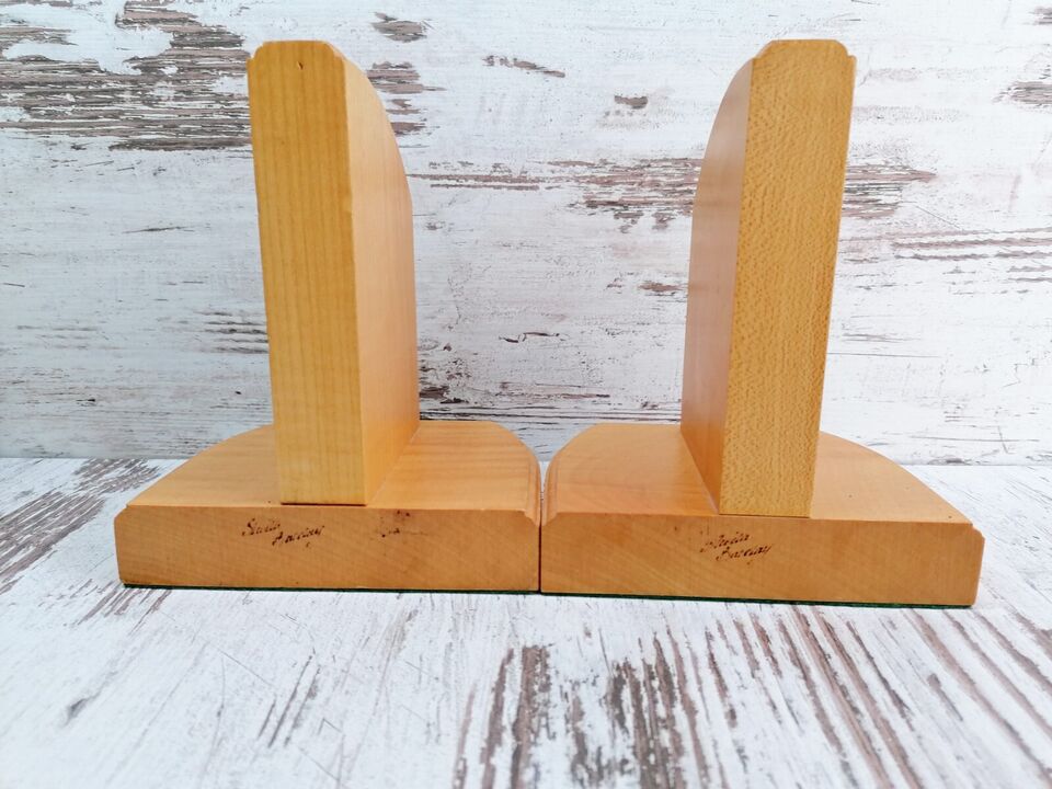 Vintage Scottish Wooden Bookends — Hand-painted Celtic Dragon, Pair