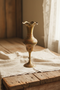 Vintage brass Indian vase, Hand engraved and hand painted brass vase