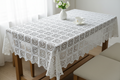 Vintage hand crocheted tablecloth, White rectangular tablecloth