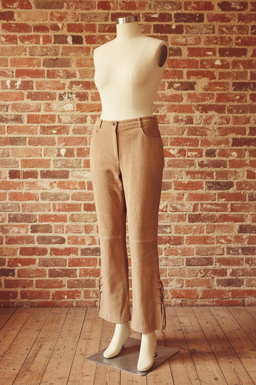 Vintage suede pants with fringe and laces, Western Cowgirl Pants