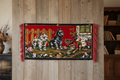 Vintage plush wall rug with puppies and kitten, 70s