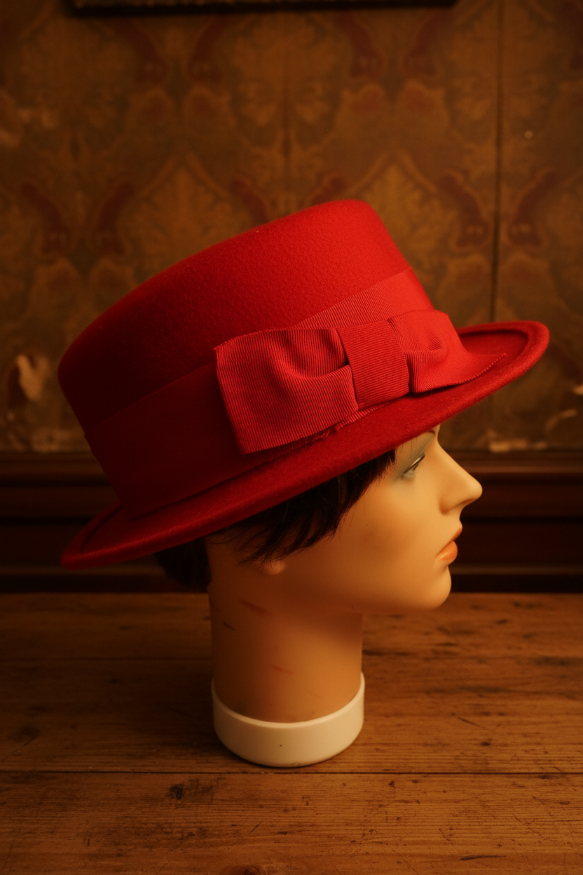 Vintage Red Fedora Hat by Breiter München — German Wool Felt
